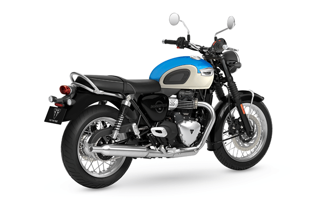 Triumph Bonneville T40 Aegean blue and Fusion white Color Image