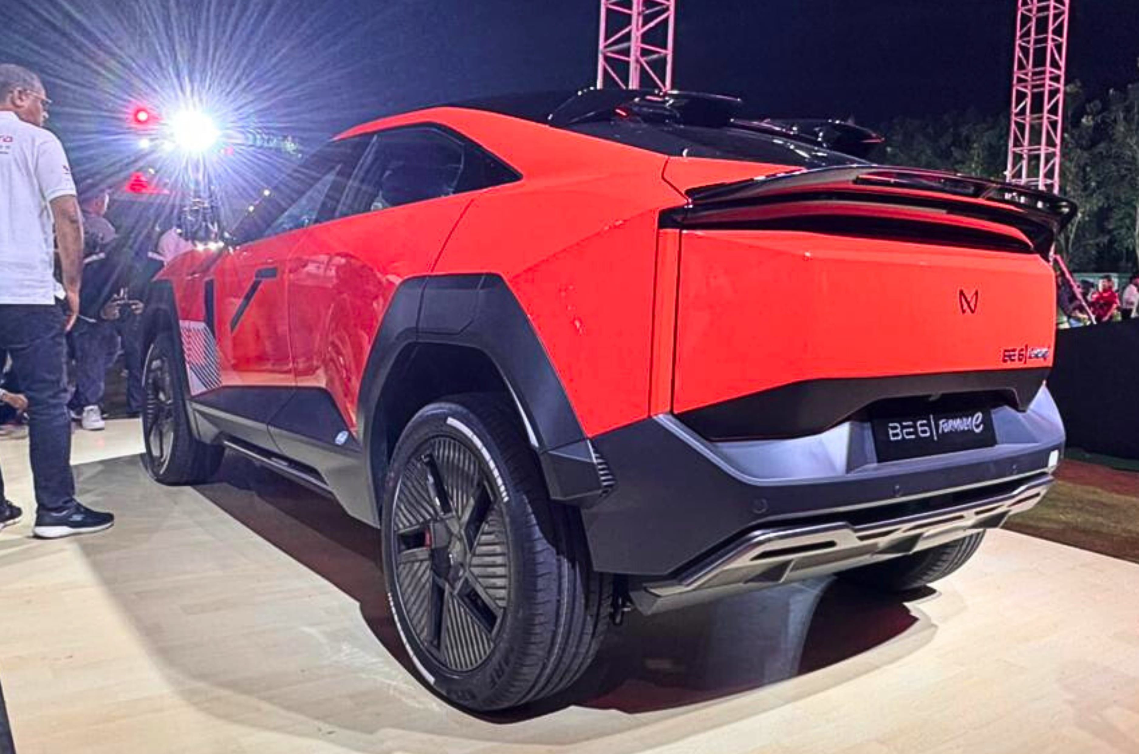 Mahindra BE 6 Formula E edition rear left side in tango red