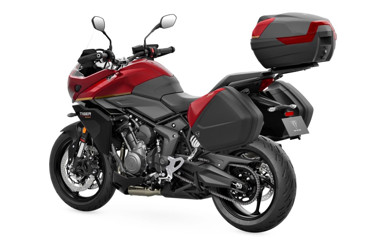 Triumph Tiger Sport 800 Tour red colour left rear static in studio