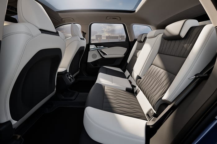 BMW iX LWB white interior upholstery rear seats