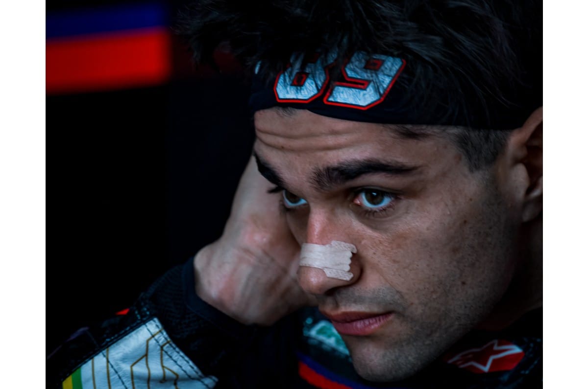 Jorge Martin sitting in the pits during MotoGP 