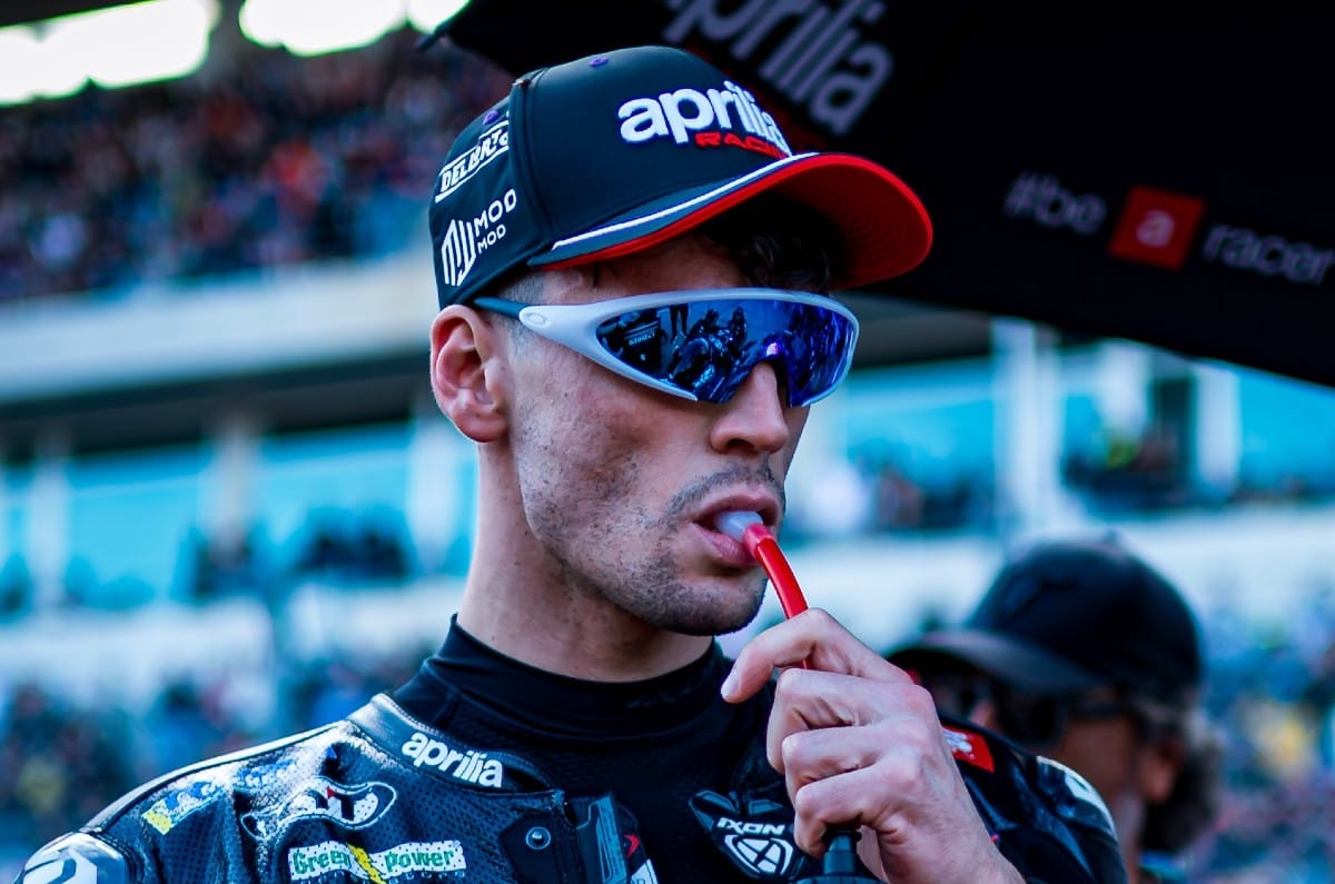 Aprilia test rider MotoGP Lorenzo Savadori on the race grid