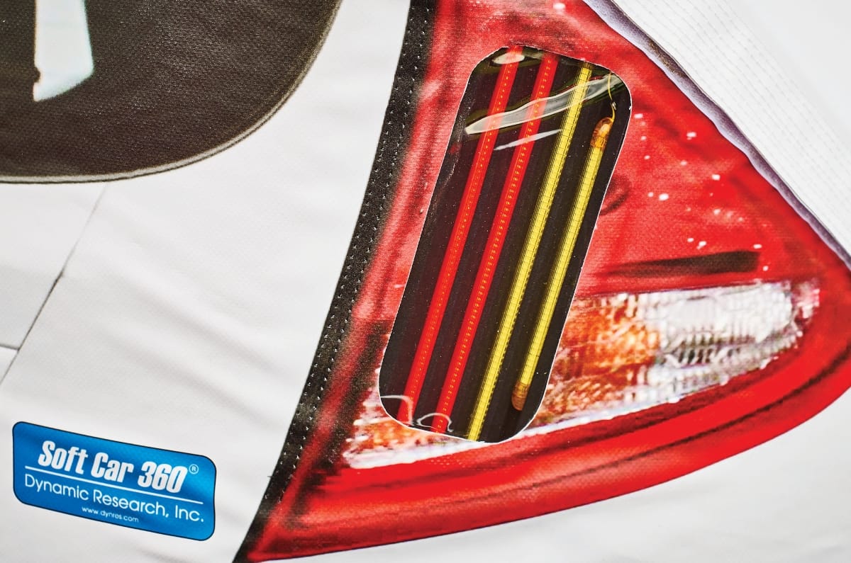 Soft car ADAS testing tail light