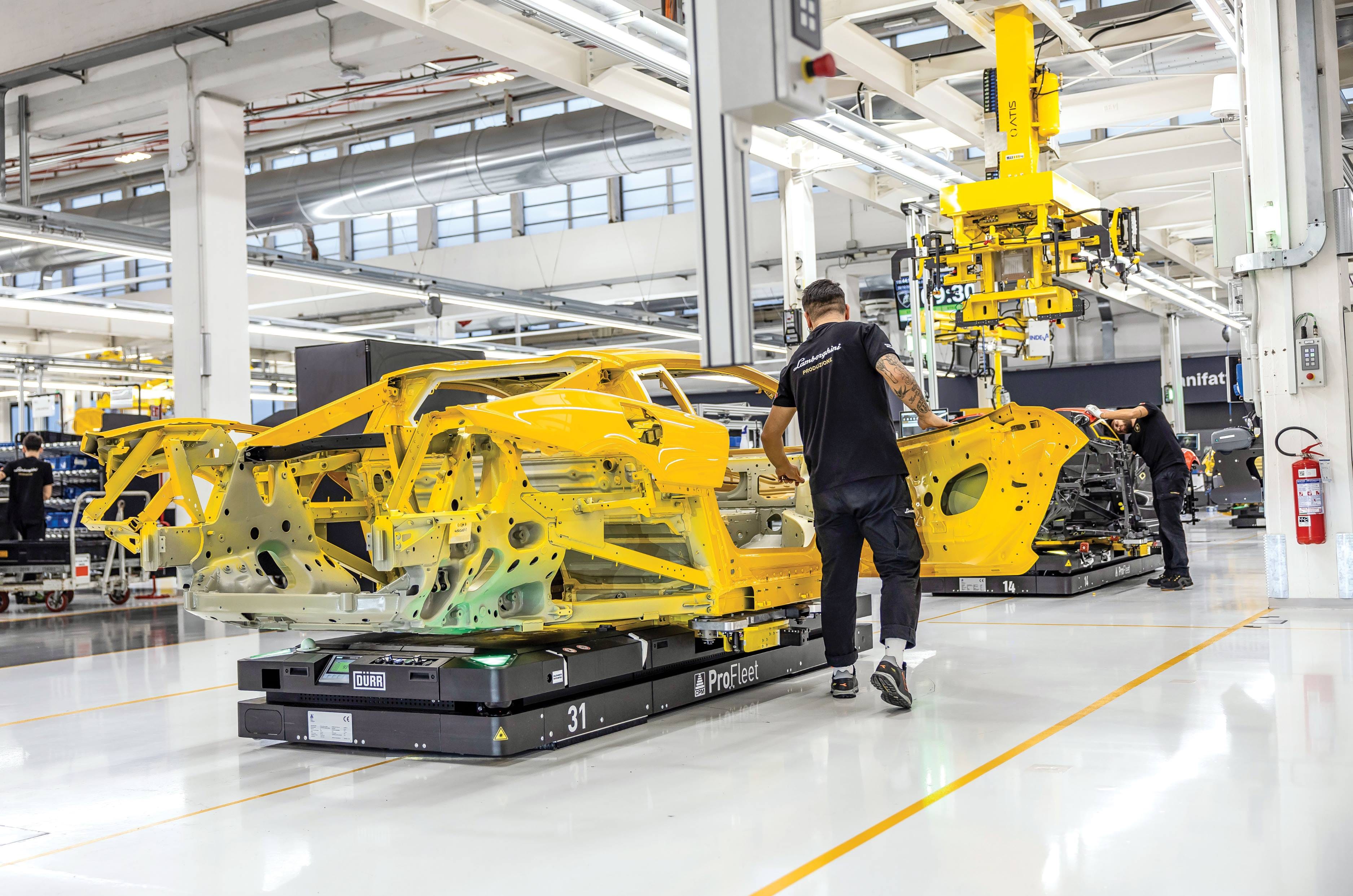 Lamborghini factory Automated Guided Vehicles