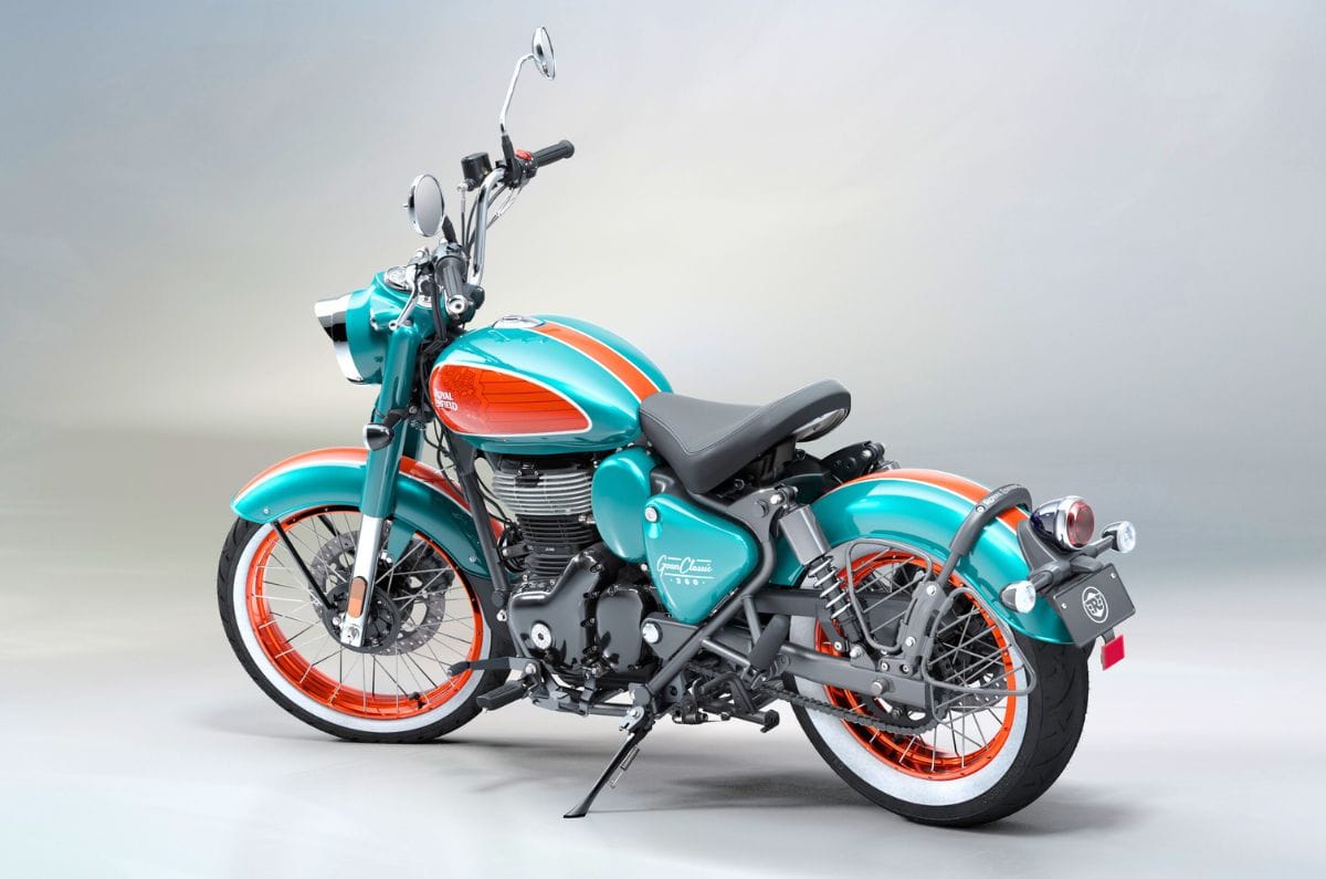 Royal Enfield Goan Classic left rear static in studio