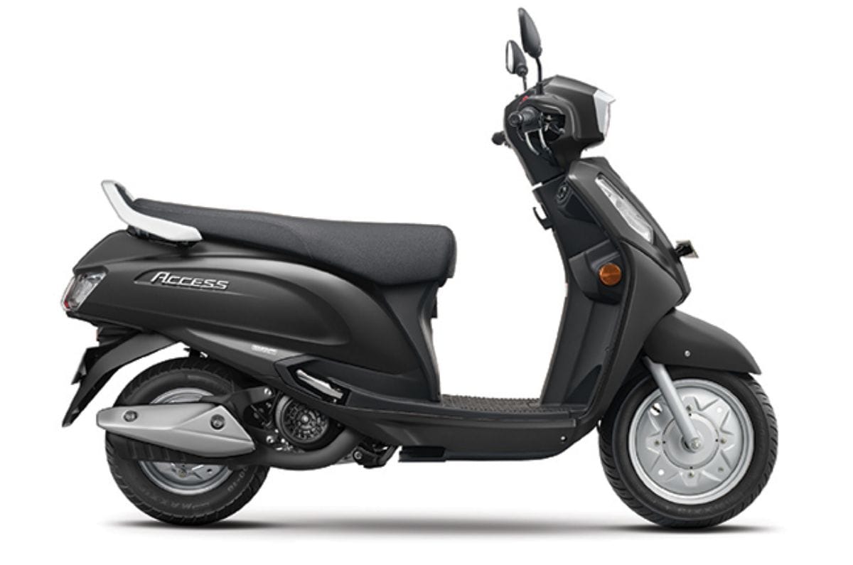 Suzuki Access black colour right side profile static in studio
