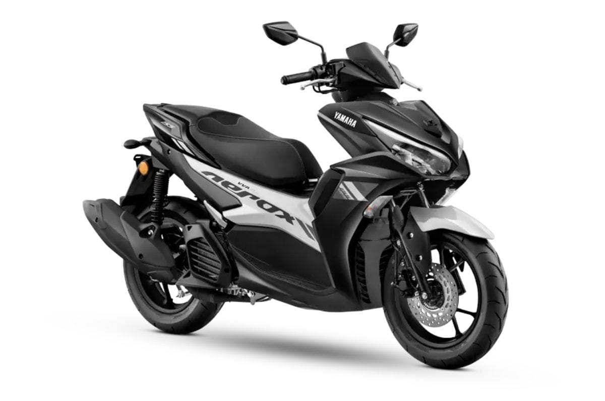 Yamaha Aerox black front right side static in studio