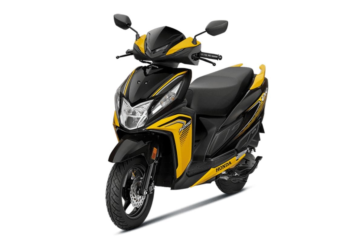 Honda Dio 125 yellow front left side static in studio