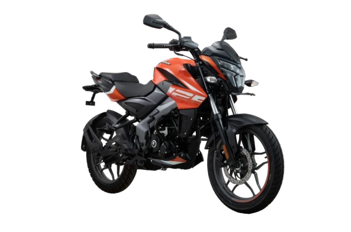 Bajaj Pulsar NS 125 orange front right side static in studio