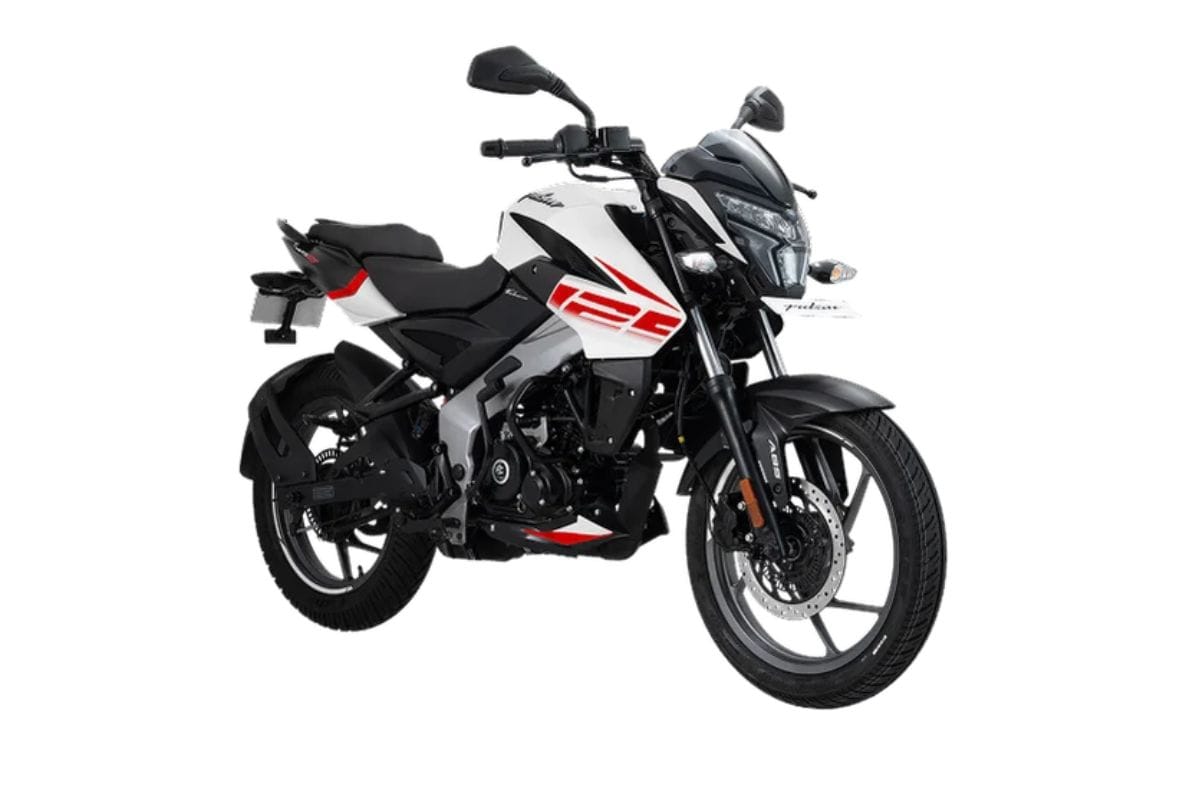 Bajaj Pulsar NS 125 white front right side static in studio