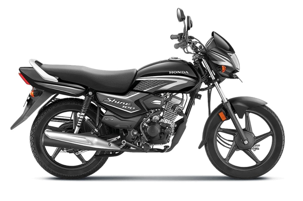 Honda Shine 100 right side profile static in studio