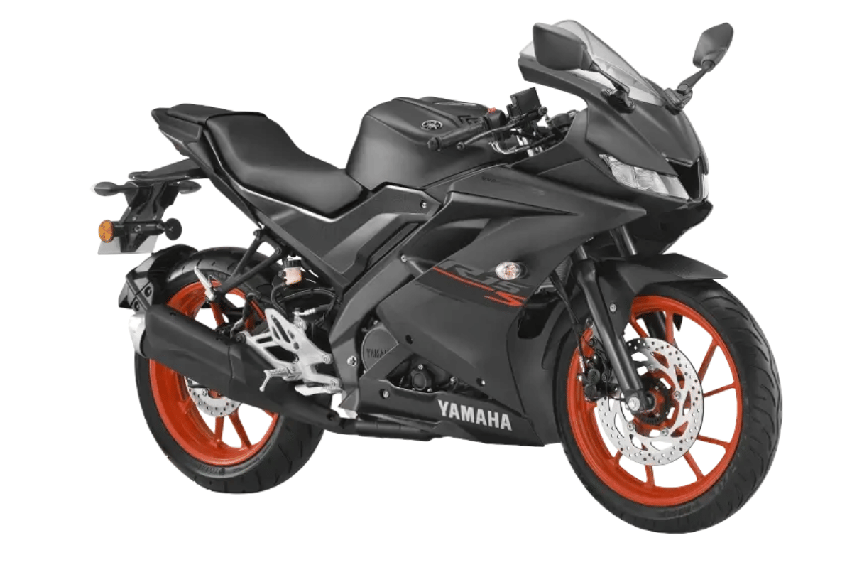 Yamaha R15S black front right side static in studio