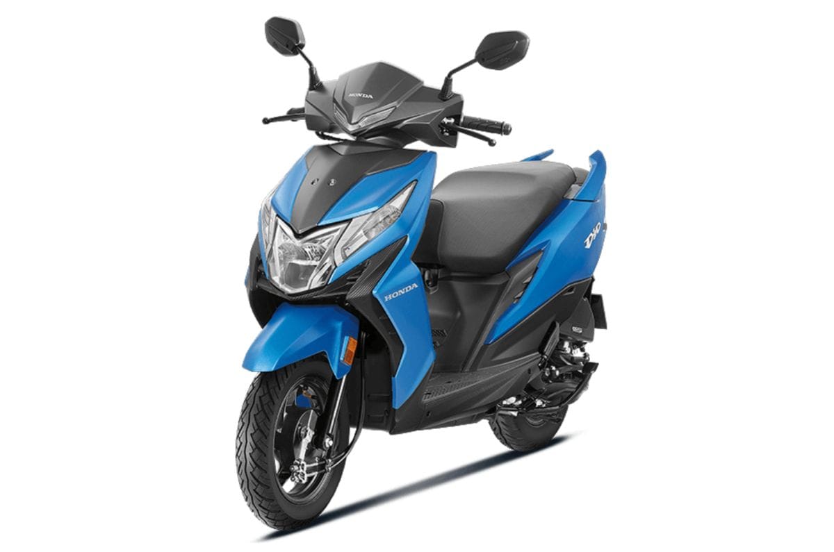 Honda Dio 110 blue front left side static in studio
