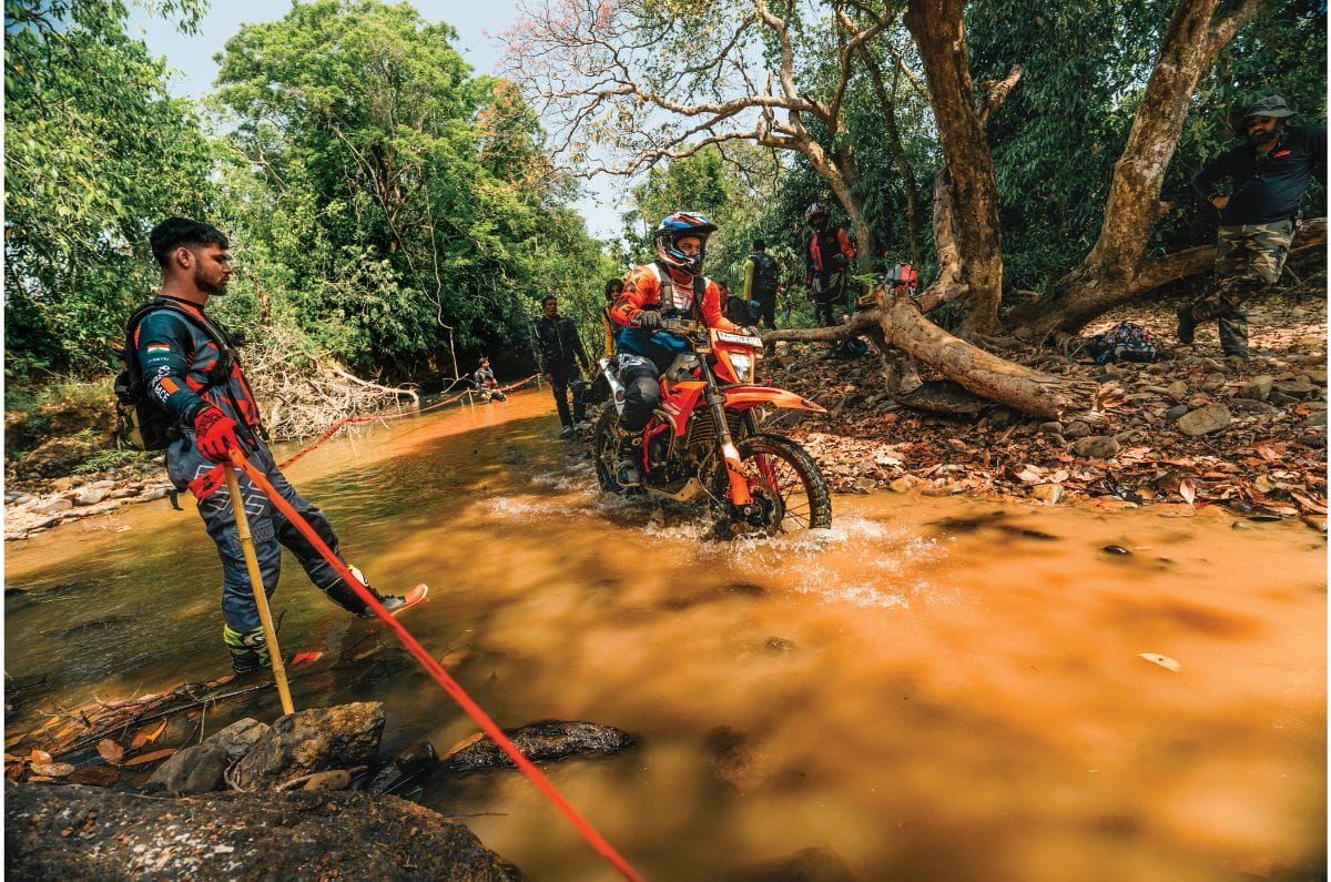 KTM 390 Enduro R going through a water crossing