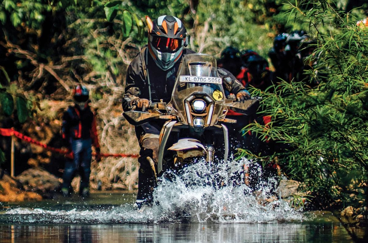 KTM 390 Adventure going through a water crossing