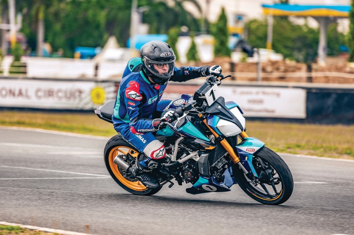 TVS Apache RTR 310 ridden on track