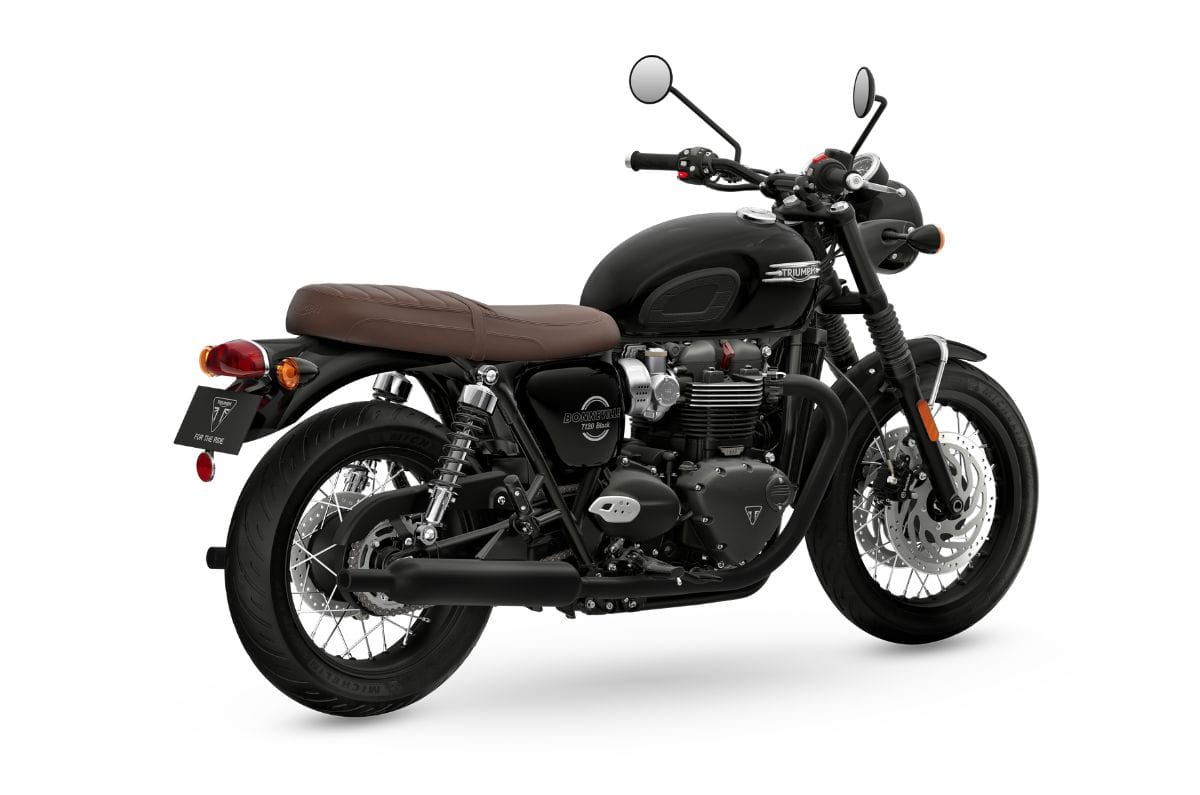 Triumph Bonneville T120 black right rear static in studio
