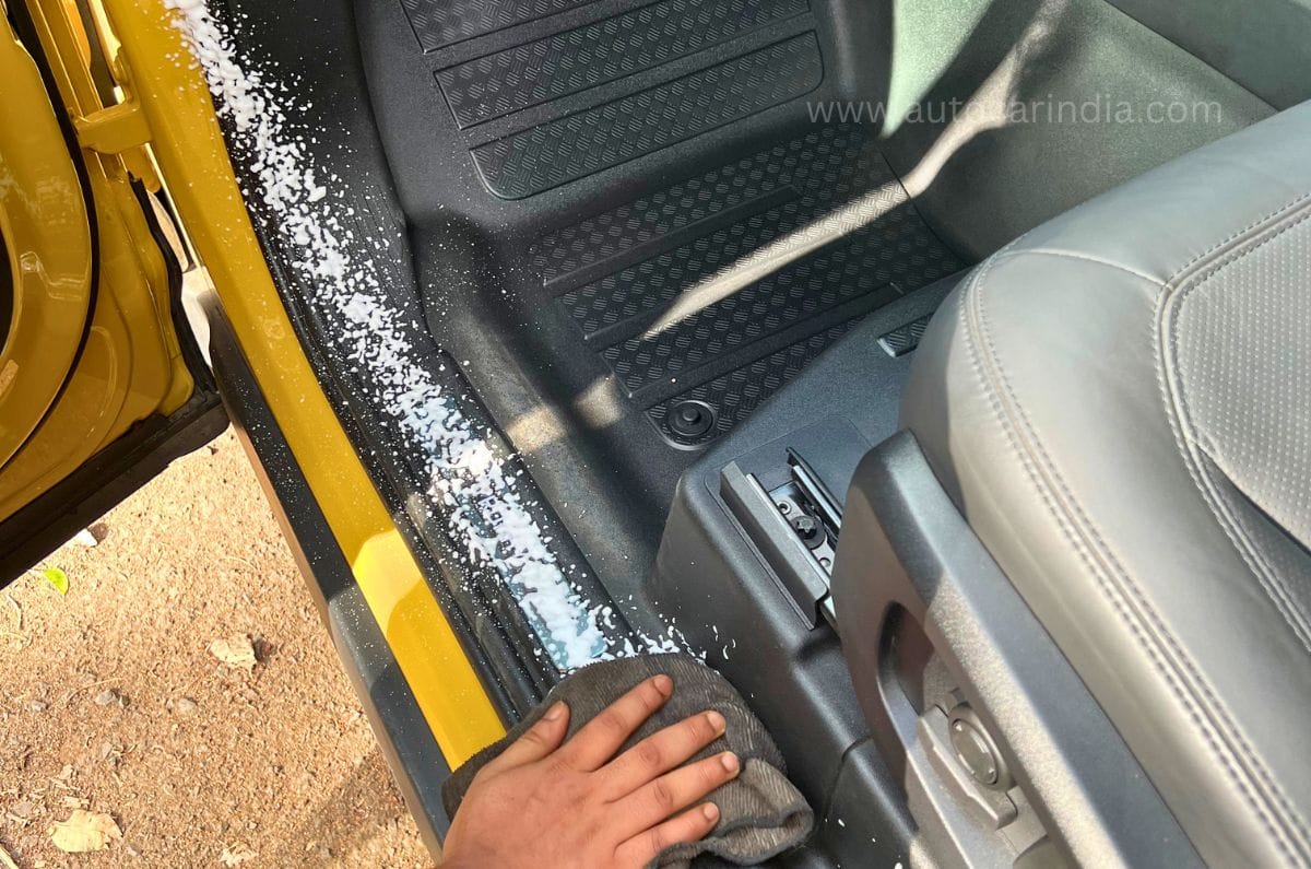 Defender Trophy Edition door sill cleaning