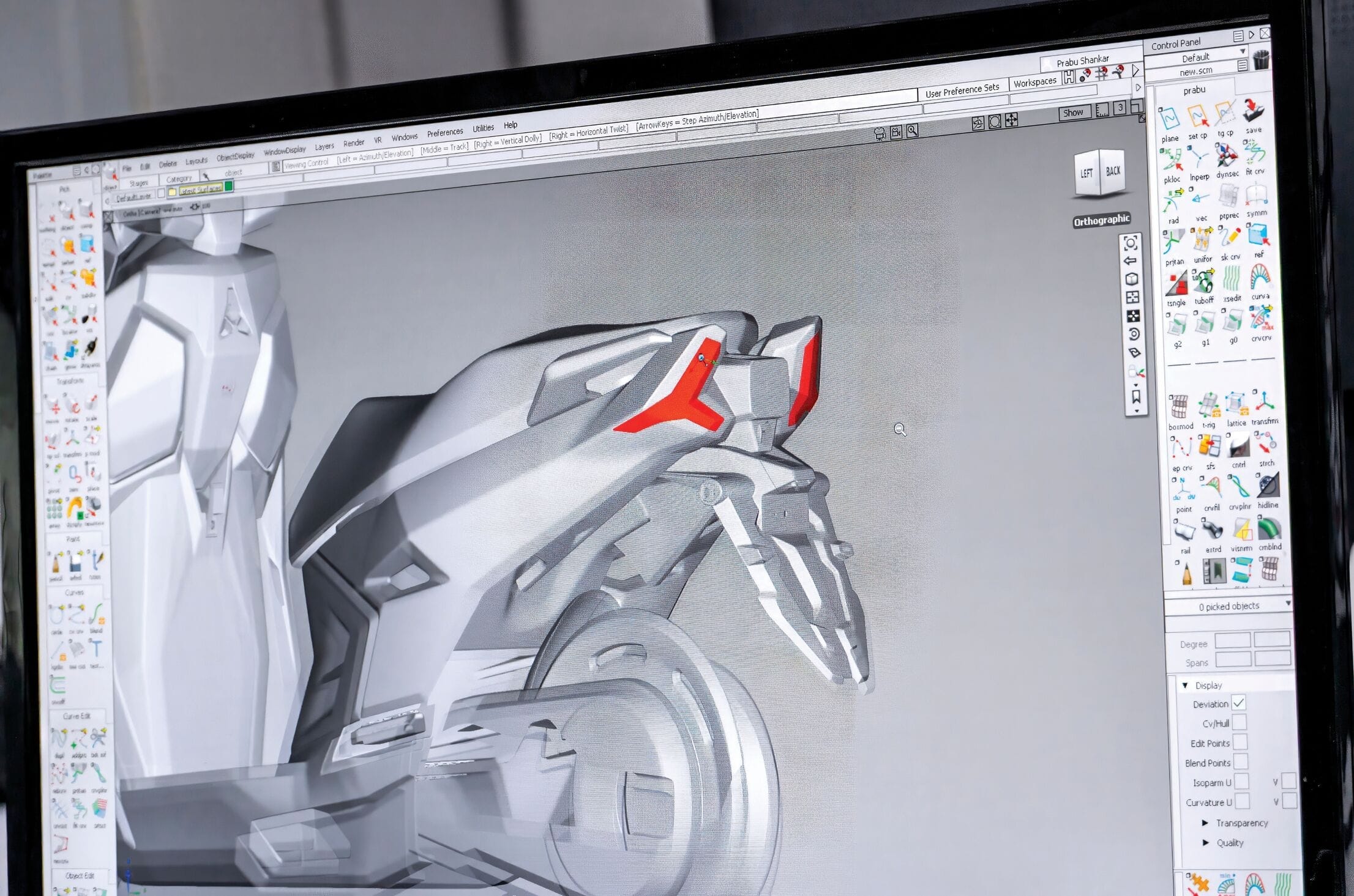 UV tesseract tail lamp design sketch on computer