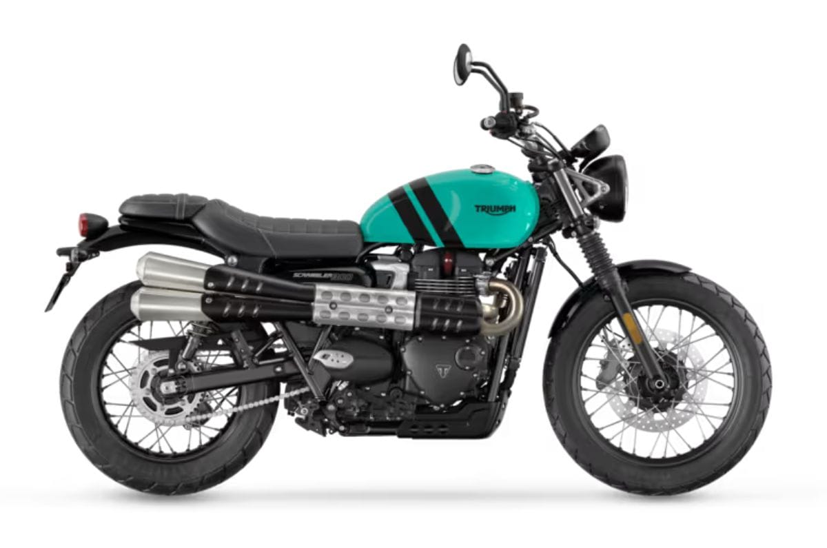 Triumph Scrambler 900 right side profile static in studio