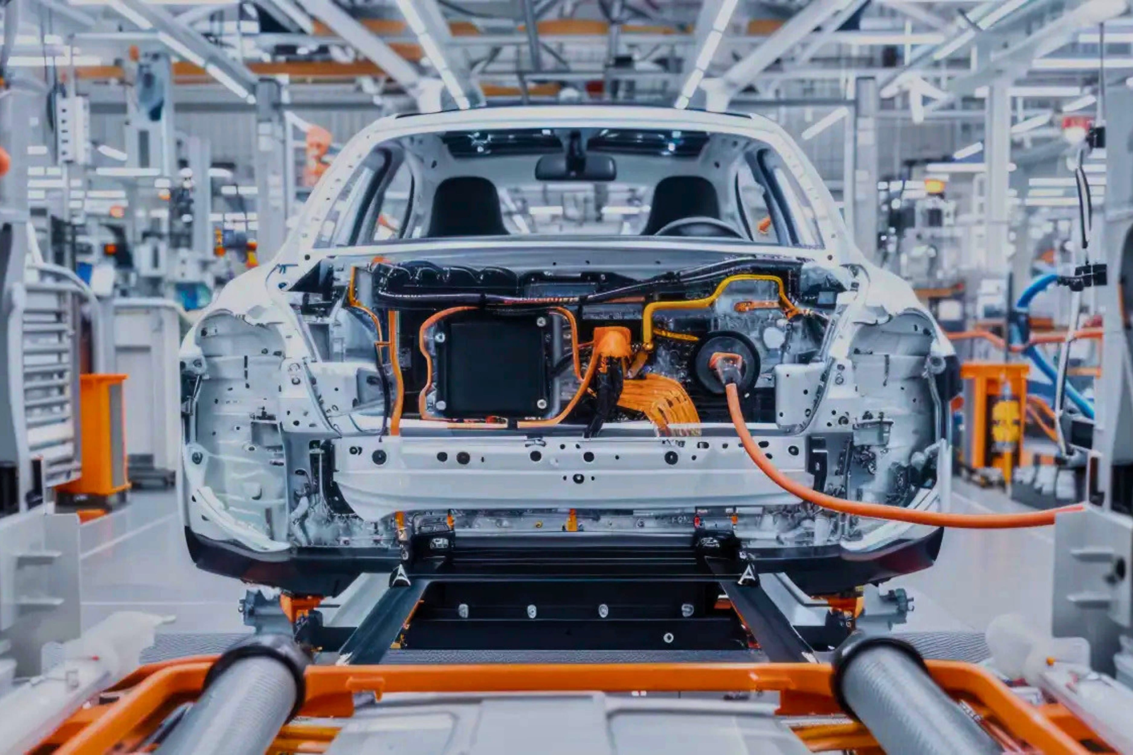 Car being built in factory