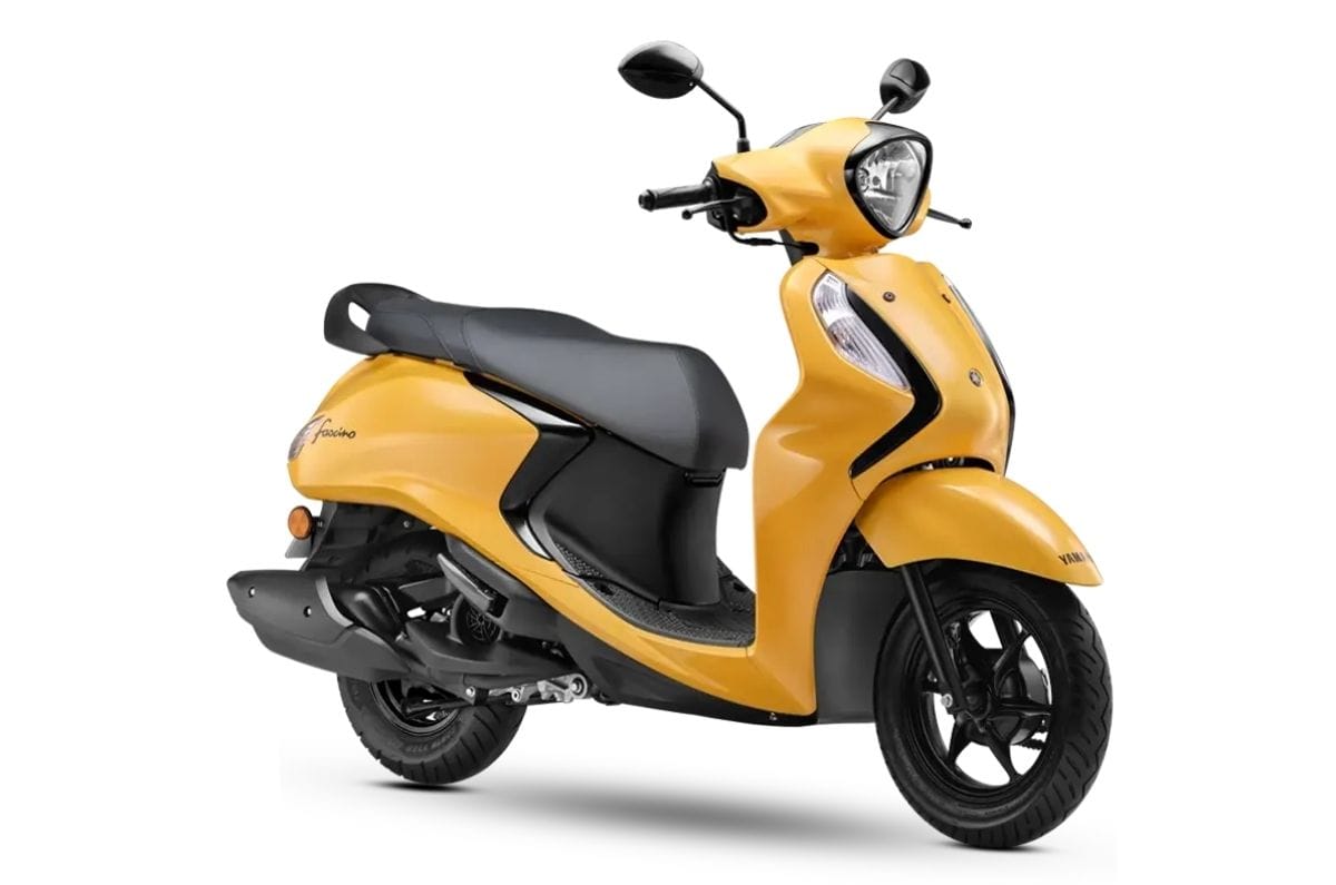 Yamaha Fascino Yellow base front right side static in studio