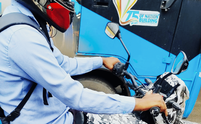 Upcoming Bajaj dual-sport motorcycle right showing instrument cluster and left switch cube