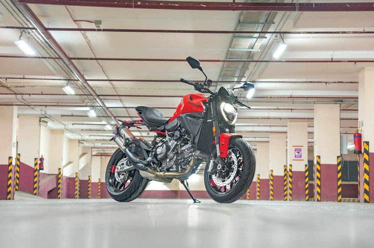 Inside shot of Ducati Monster V2 showing the right side