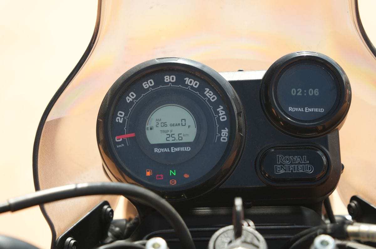 Close up of the Royal Enfield Himalayan 440's instrument cluster