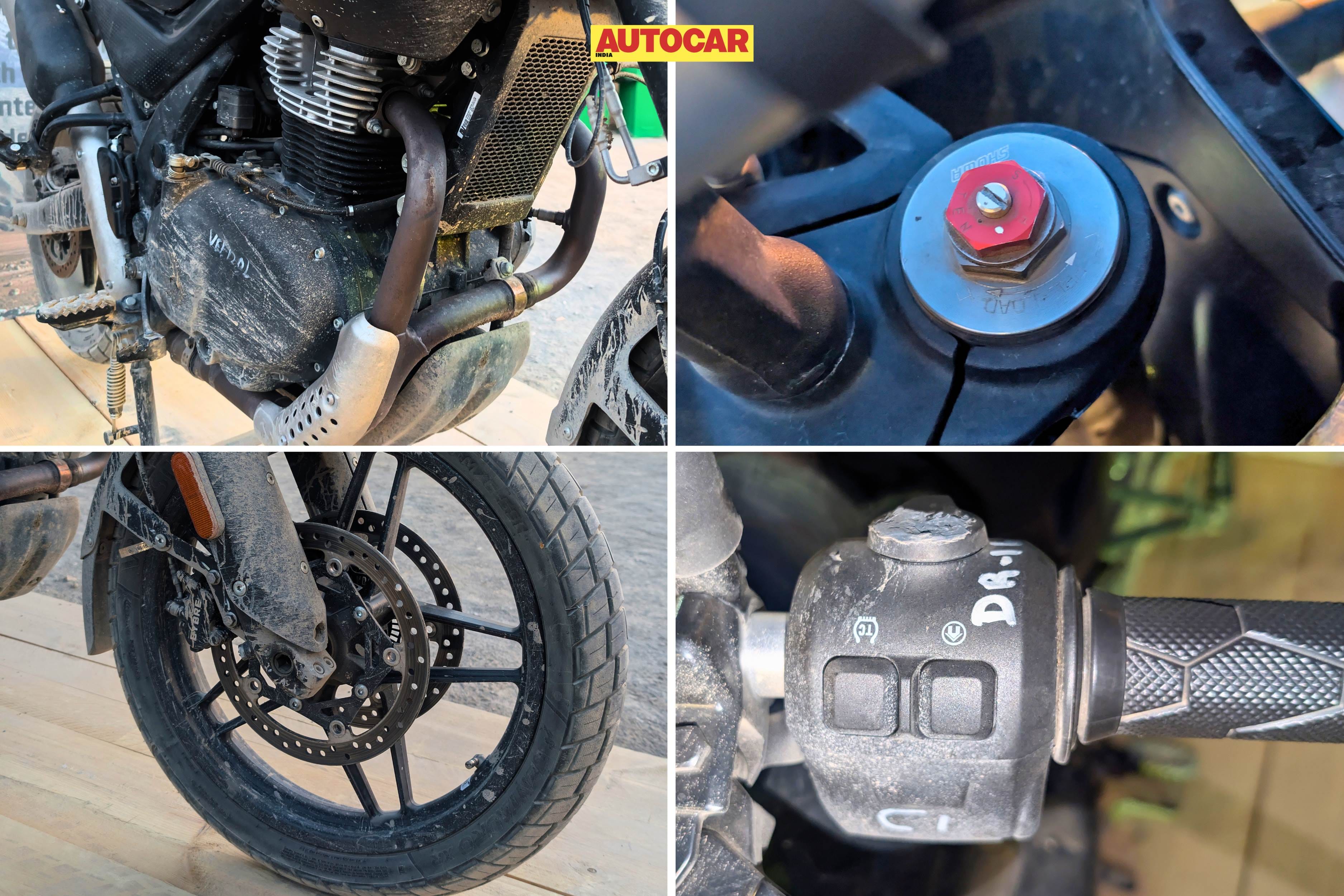 Collage highlighting the major new features on the Himalayan 750