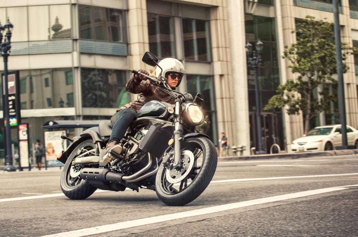Action shot showing the Kawasaki Vulcan S' front right quarter