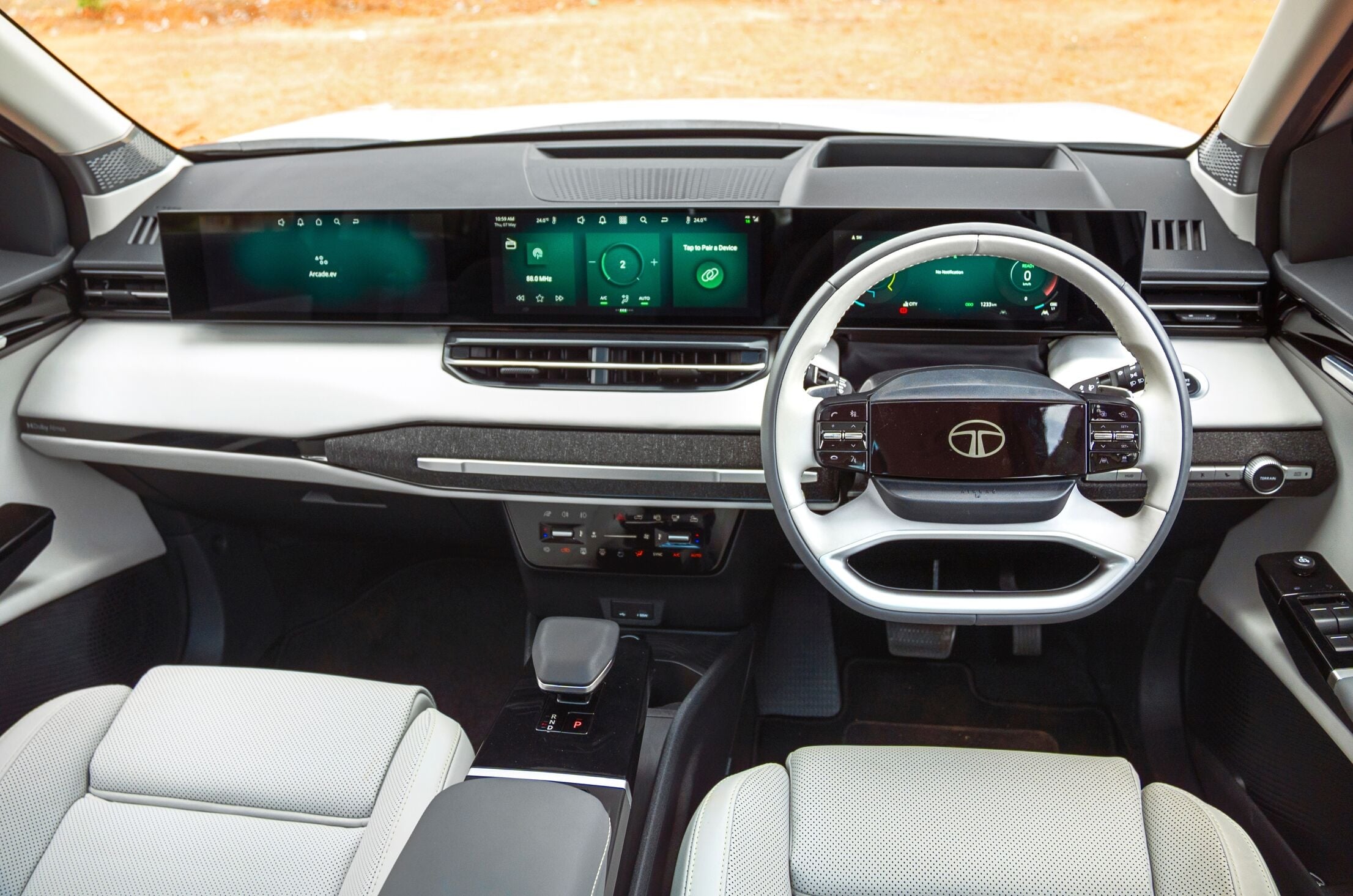 Tata Safari EV interior spied with triple-screen setup