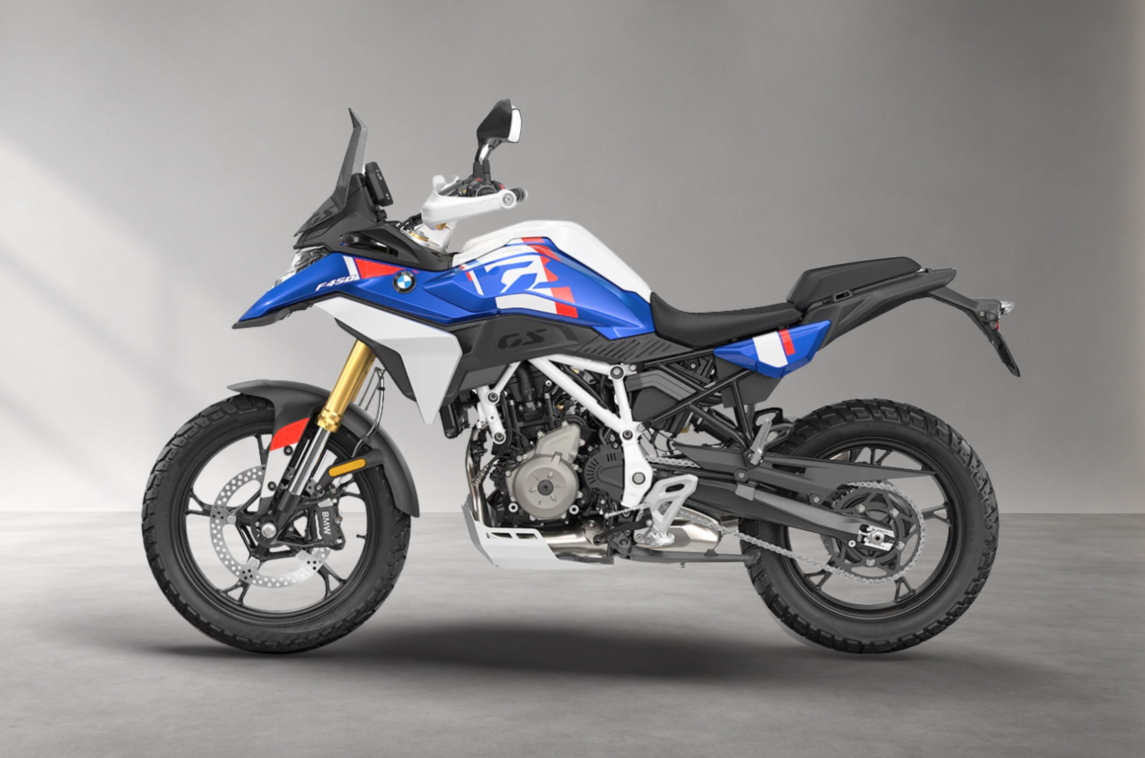 Inside render showing the BMW F 450 GS's top GS Trophy variant