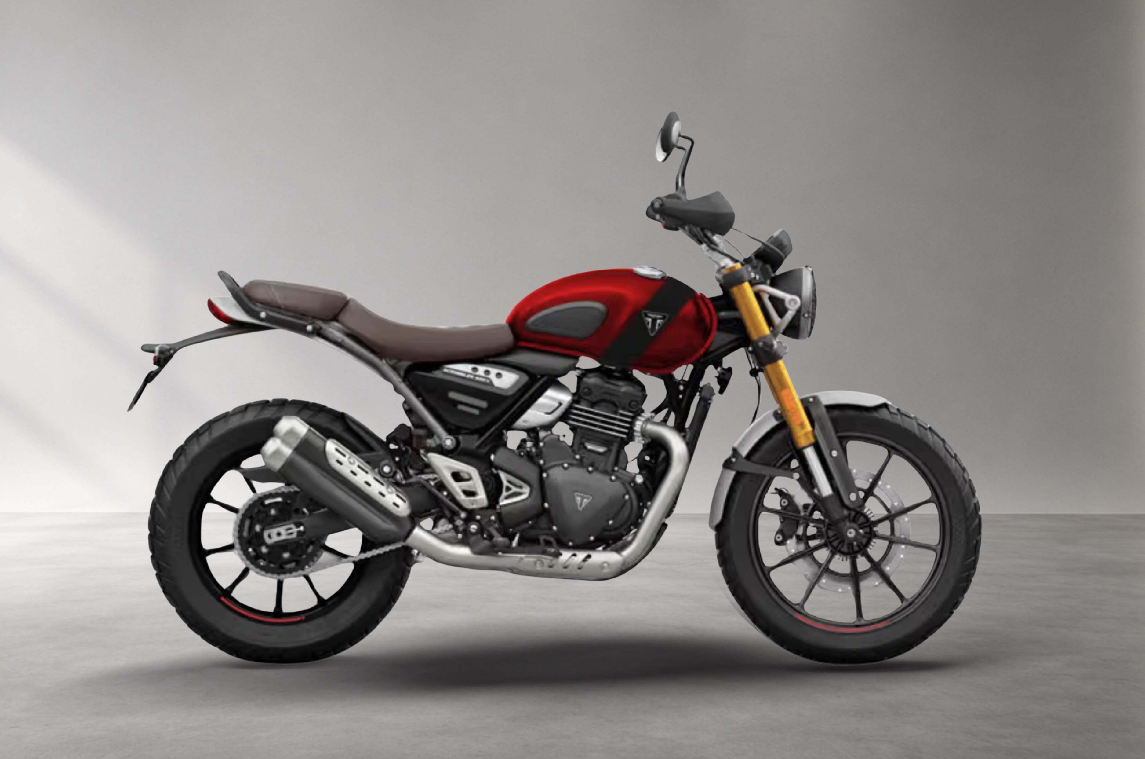 Inside render showing the Triumph Scrambler 400 X
