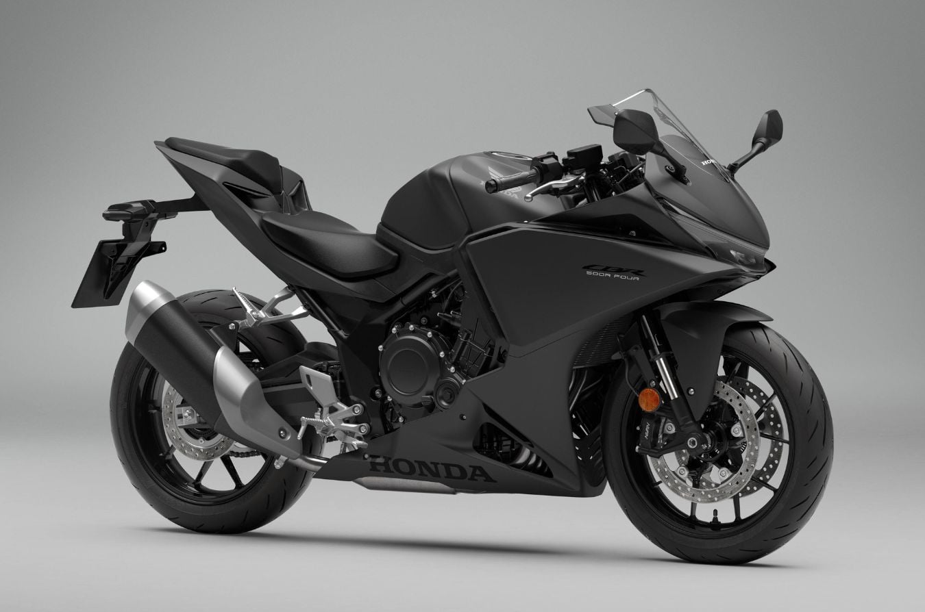 Honda CBR500R Four black colour front right side static in studio