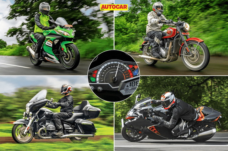 Collage of some of the bikes that have an analogue tachometer