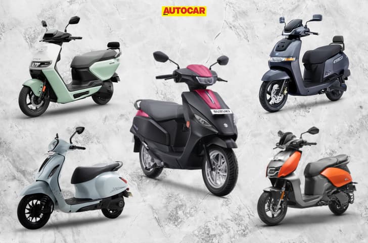 Collage of Suzuki e-Access and its rivals on a textured background