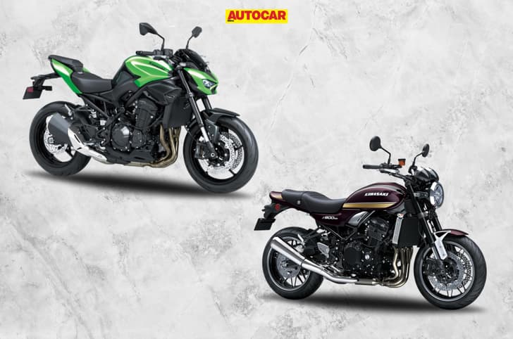 Kawasaki Z900 and Z900RS front right side static in studio