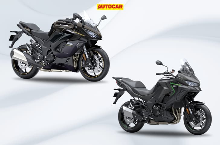Kawasaki Ninja 1100 and Versys 1100 front right side images in studio