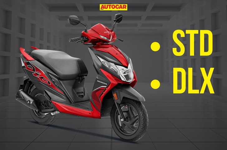 Honda Dio 110 red front right side static in studio