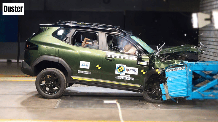 Renault Duster frontal offset deformable barrier test.