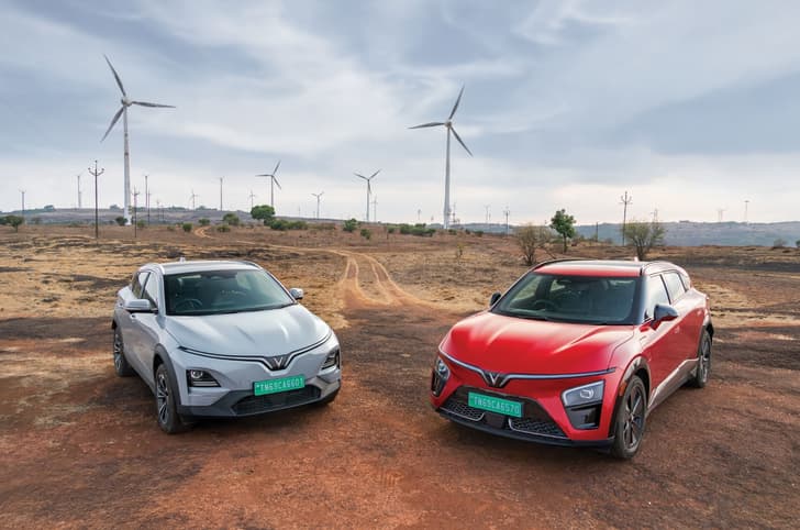 Vinfast VF6 and VF7 at a windfarm