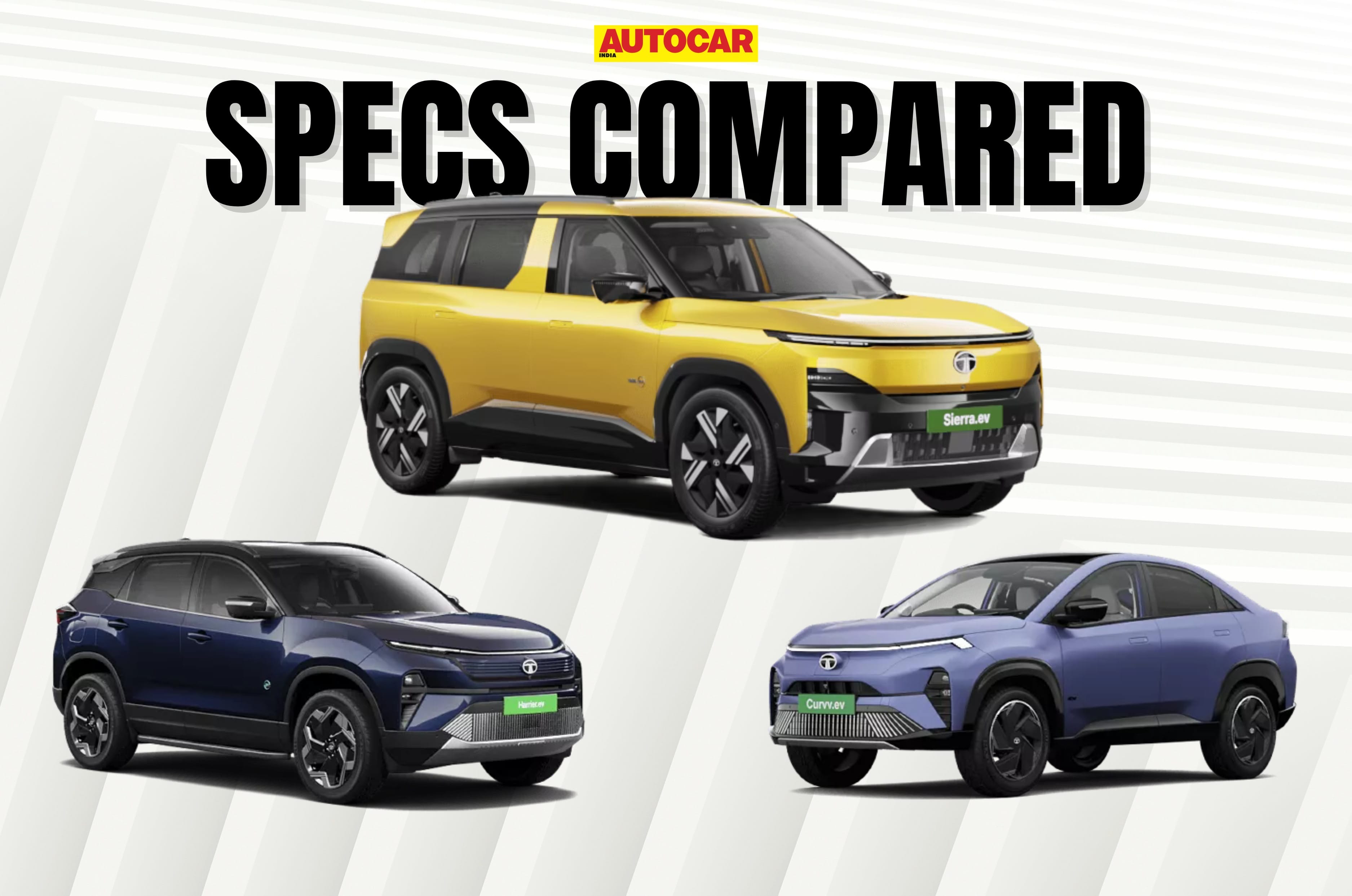 Tata Sierra EV prices and specs compared with Harrier EV and Curvv EV