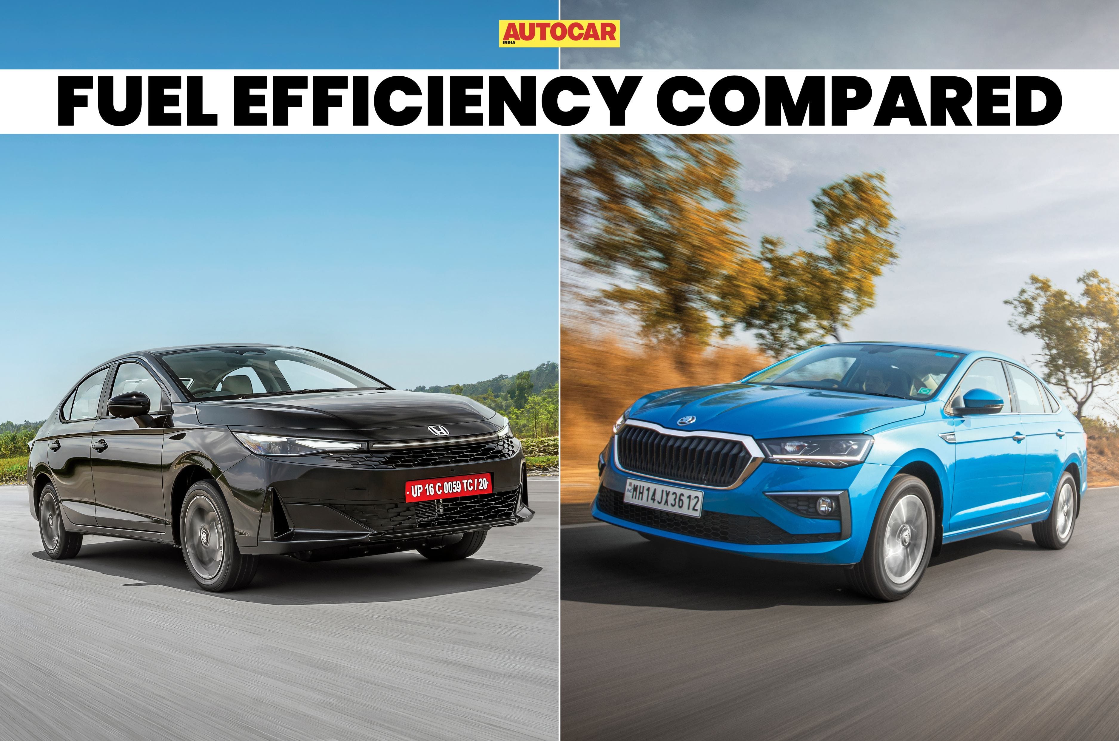 Honda City vs Skoda Slavia petrol automatic real-world mileage compared