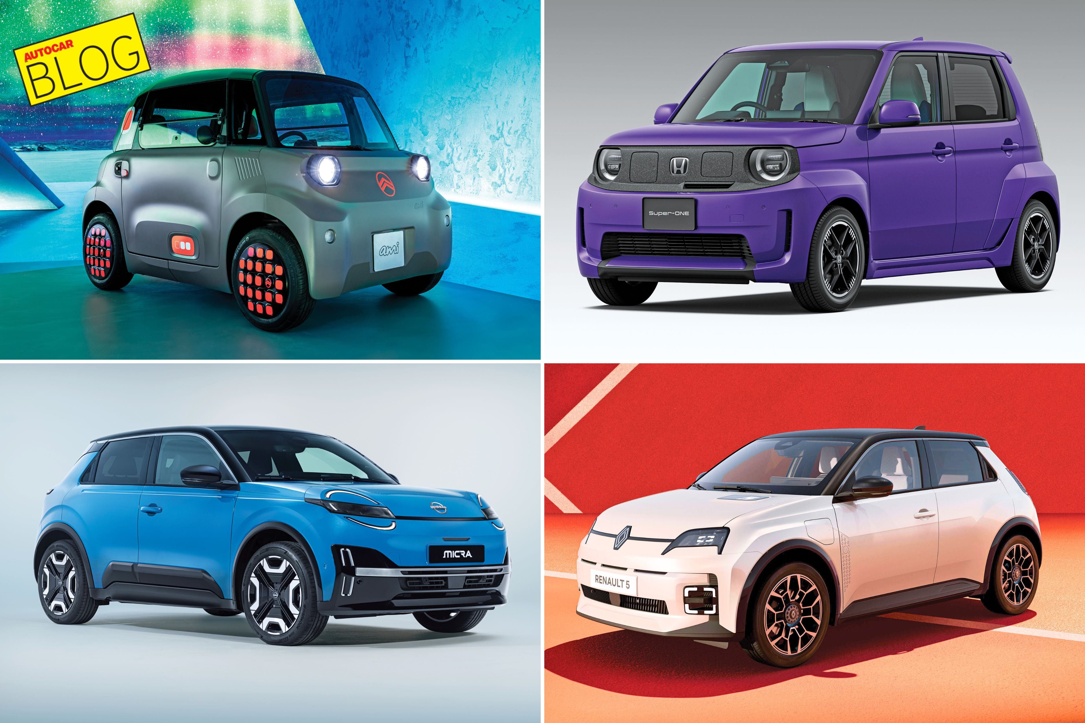 Citroen AMI, Honda Super N, Renault 5, Nissan Micra.