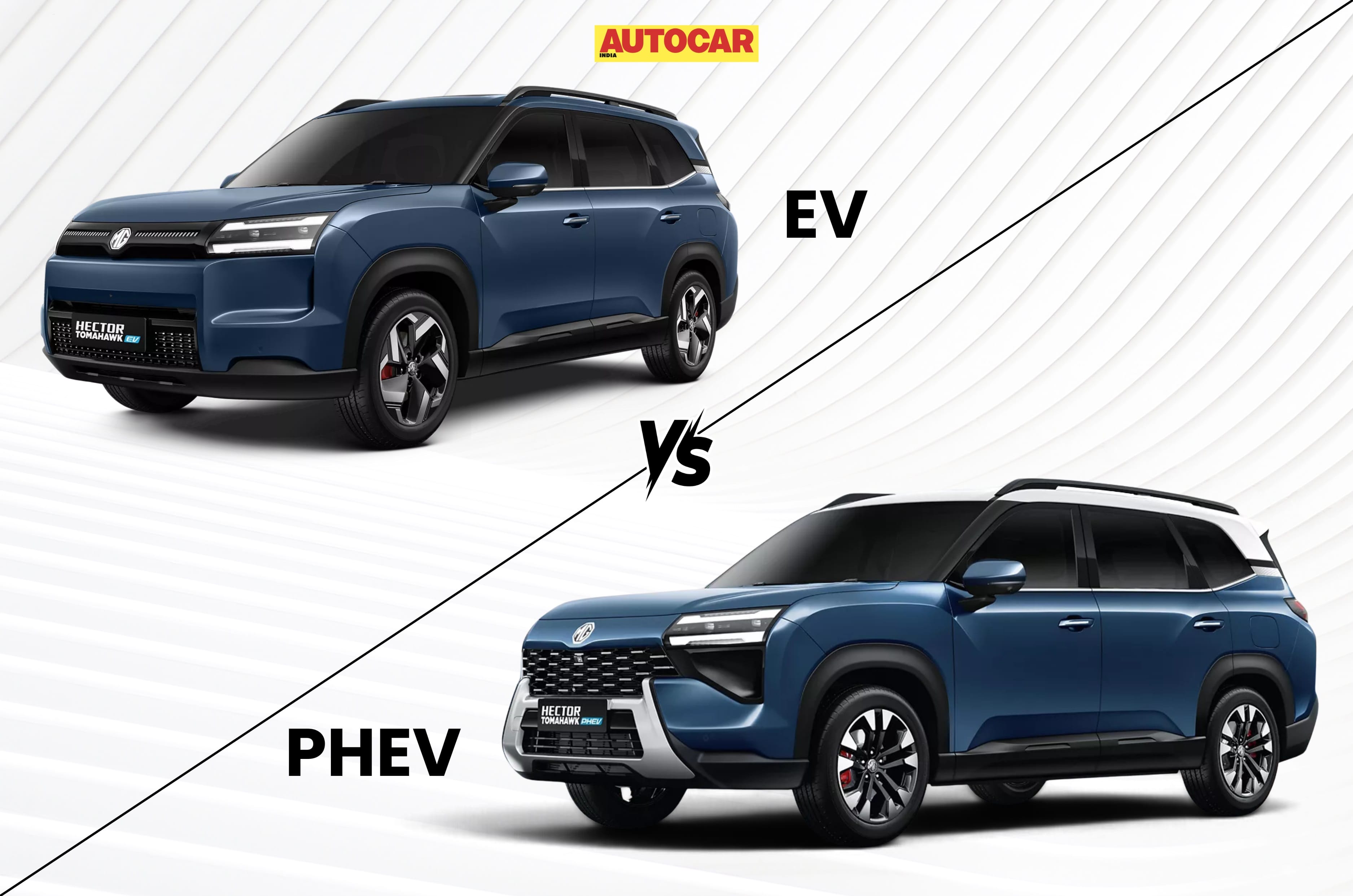 MG Hector Tomahawk EV vs PHEV
