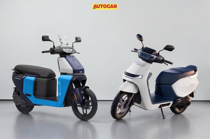 A render showing the Ather Konarc S 125 and TVS Orbiter V2