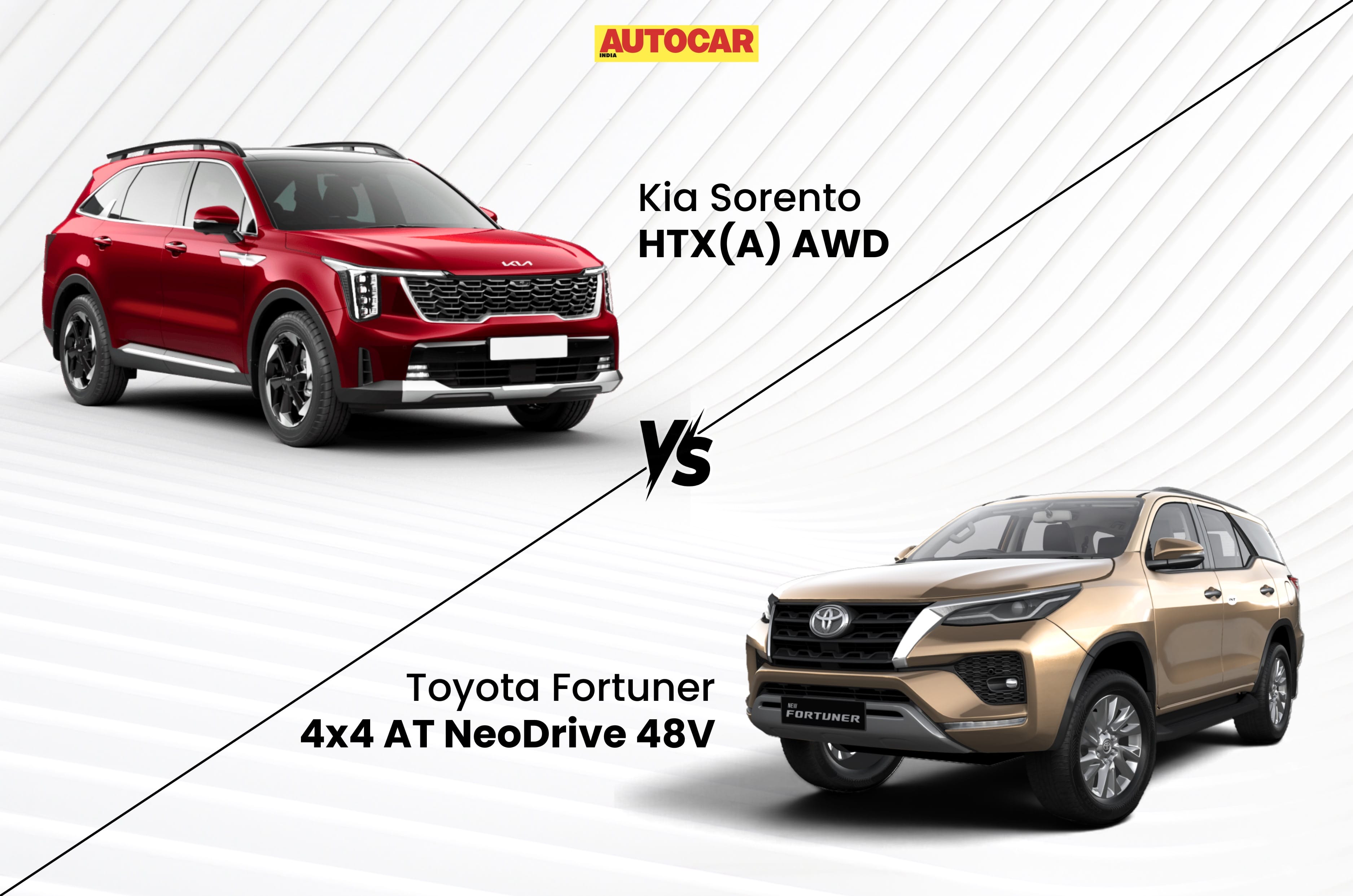 Kia Sorento vs Toyota Fortuner top-spec diesel comparison