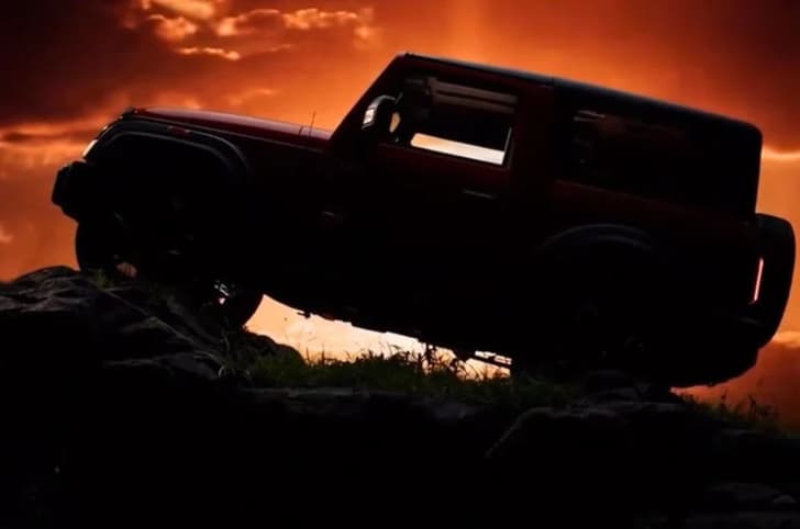 Mahindra Thar facelift side silhouette teased