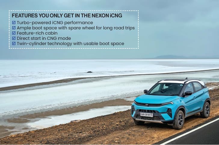 Tata Nexon iCNG at the Road to Heaven near Dholavira Gujarat
